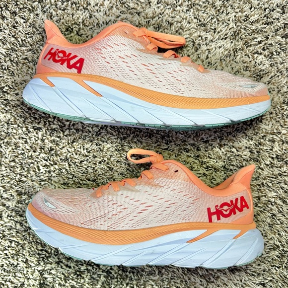 Hoka Clifton 8 Orange Running Shoes Sneakers 1119394 CSPY Womens Size 9B - Picture 3 of 10